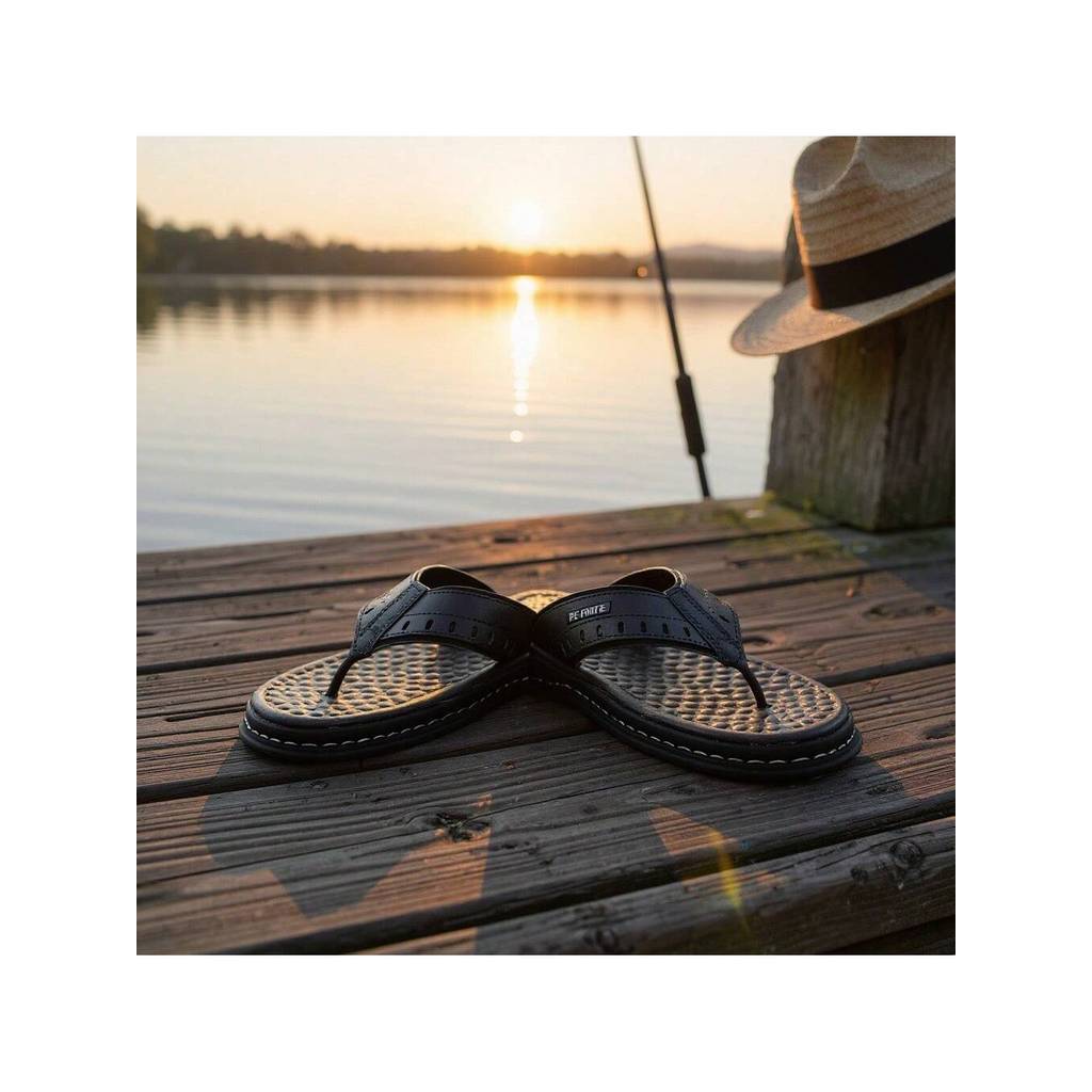 Sandalia Ortopedica Masculina Em Couro Anatômica Super Macia Extra Leve Solado Anti Derrapante