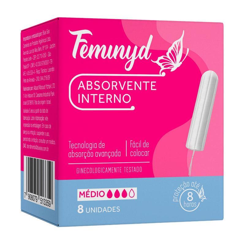 Absorvente Interno Feminyd Médio 8 Unidades em Oferta na Shopee