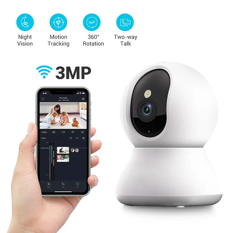 360 ° Câmera De Segurança Doméstica Inteligente Mi PTZ 2K Webcam 1296P 3 Megapixels AI Detecção Humana Visão Noturna