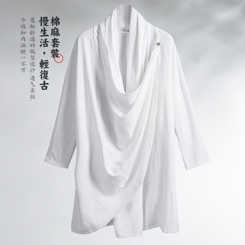 Terno estilo chinês roupas masculinas Retro algodão linho layman roupas masculinas hanfu solto Drape Tang terno hanfu ta