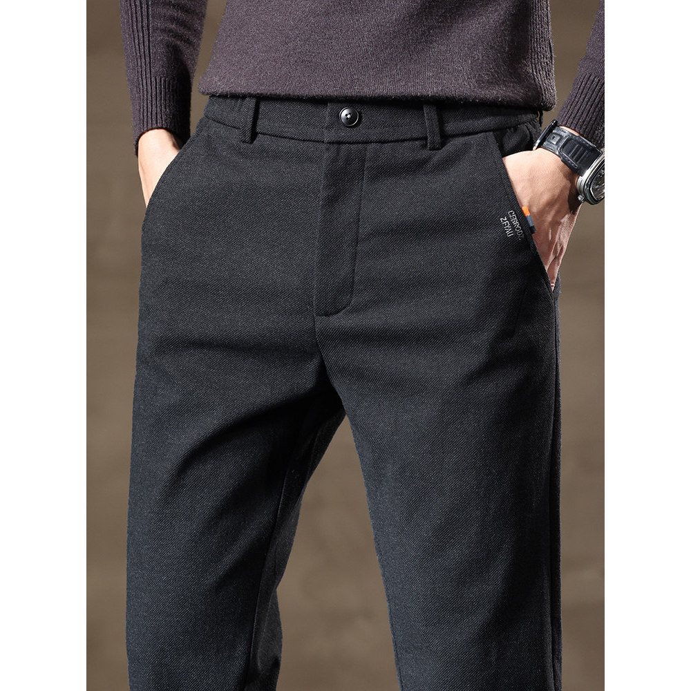 Calças casuais retas soltas masculinas primavera outono inverno estilo escovado lã 2505 outono novo estilo calças mascul