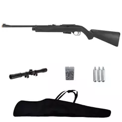 Carabina de Pressão CO2 Repeat Air 1077 4.5mm - Crosman + 3 Cilindro de CO2 + Capa + Luneta 4x20 + Chumbo