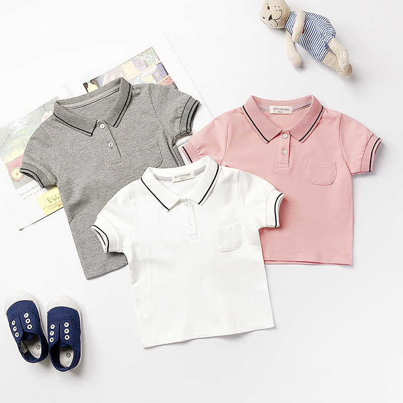 Camiseta polo macia ultrafina para meninos, camiseta polo de algodão puro para crianças, camiseta infantil de verão
