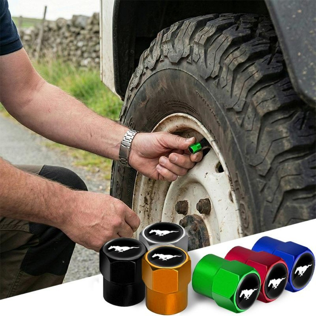 Kit com 4 Liga de Alumínio Tampinha de Pneu Capa de Válvula Acessórios Automotivos For Ford Mustang GT V8 Mach 1 EcoBoos