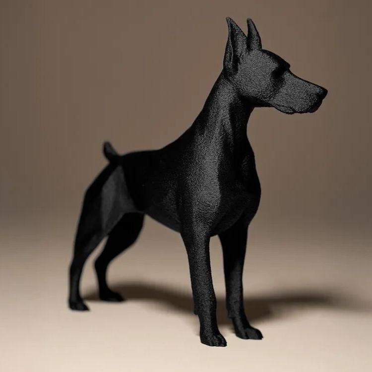 escultura decorativa Doberman preto centro de mesa decoração sala decoração estante decoração sala preta decoração