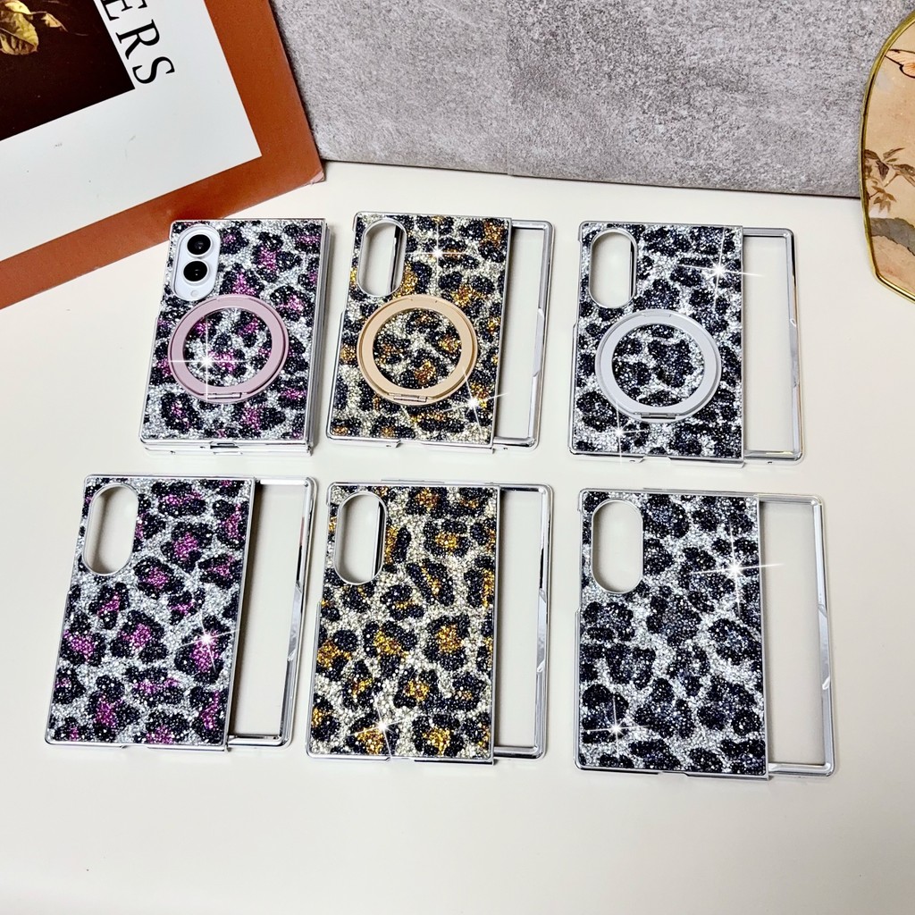 Para Samsung Galaxy Z Fold 8 Ultra 7 6 5 4 Galvanizado Leopardo Impressão PC Capa Protetora Caso