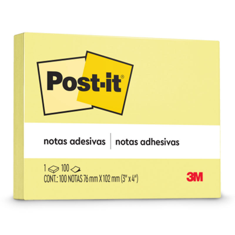 Bloco de notas adesivas Post-it Amarelo 76x102mm 100 folhas 3M