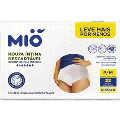 Roupa Intima Descartável Mió Adulto Unissex P/M com 32 Unidades Leve Mais Por Menos