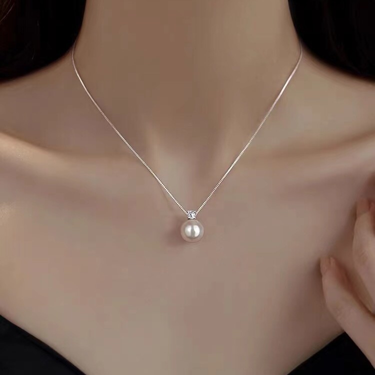 colar femenino colar aço inoxidável 925 prata esterlina pérola colar luz luxo colar feminino 2024 novo estilo nicho Hi