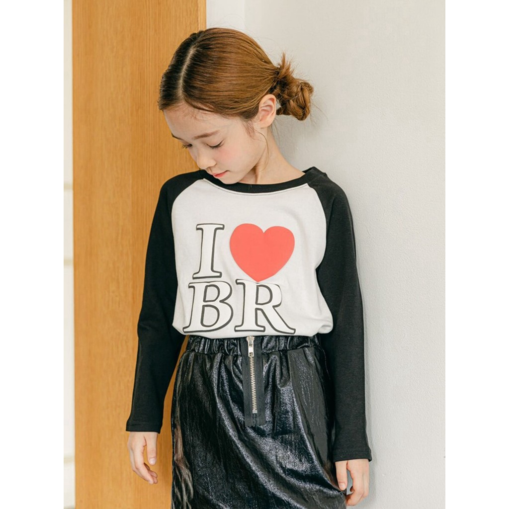 Meninas camiseta coreano roupas infantis BerryBerry2021 roupas de outono médio grande crianças letras pêssego coração mo