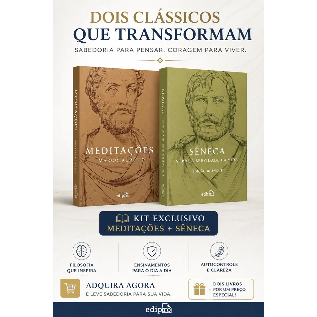 Imagem Kit 2 Livros Estoicismo: Meditações Marco Aurélio + Sobre A Brevidade Da Vida