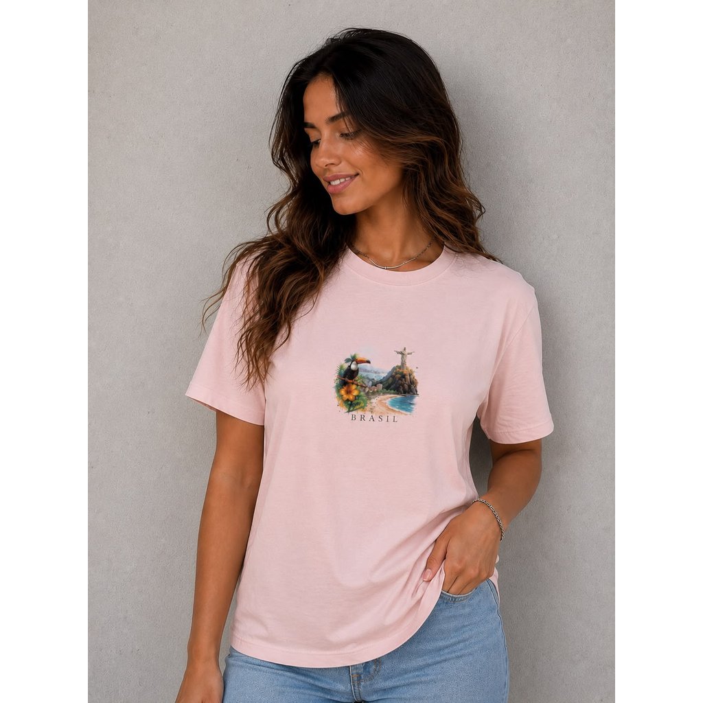 Camiseta Básica Casual Feminina Estampada Brasil Camisa Estilosa Premium Academia Treino Presente