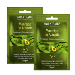 Kit 2 Manteiga de Abacate Bio Extratus Tratamento de Choque Sachê com 30g