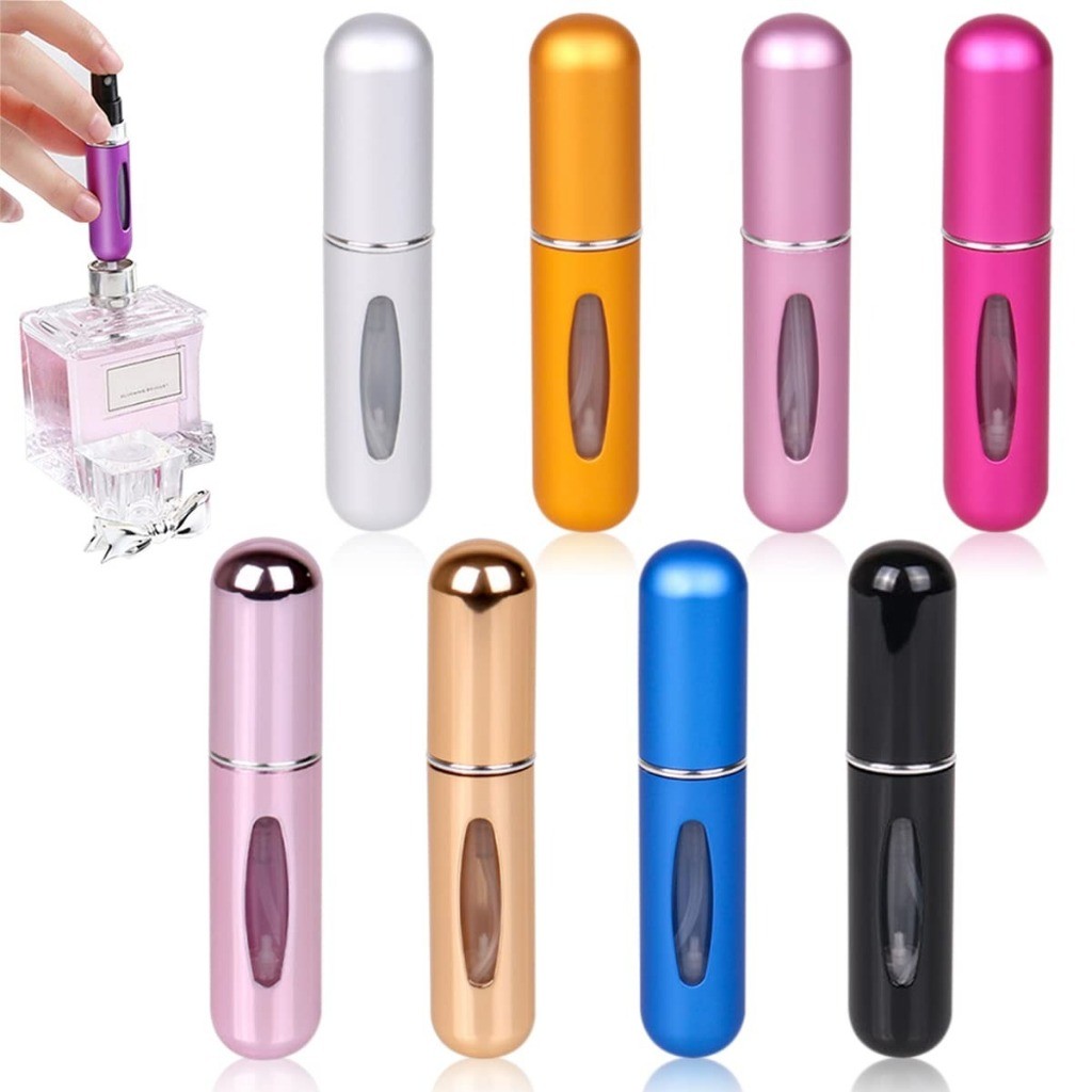 Conjunto 3 Mini Sprays de Perfume Recarregáveis 5ml – Frascos Portáteis para Viagem e Dia a Dia