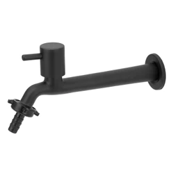 Torneira Parede Metal Preta Tanque Jardim Área Externa Bico Mangueira Alavanca 1/4v Black Reta 22cm