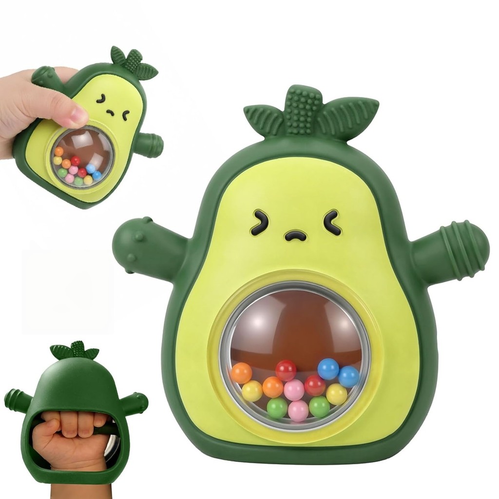 Bebê Chocalho Dentição Brinquedos Silicone Abacate Mitten Sensoriais Para Presentes De Chá De
