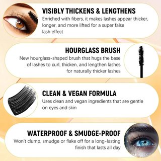 Máscara de Cílios Bubble, Cílios Bem Definidos e Realça o Visual Natural, À Prova D'Água, Resistente a Borrões, Pode Ser
