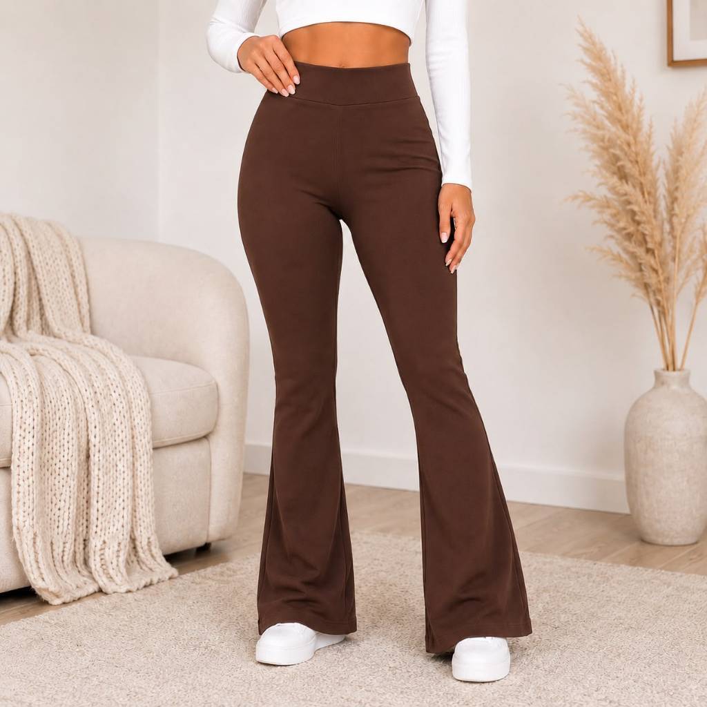 Calça Flare Feminina Suplex Cintura Alta