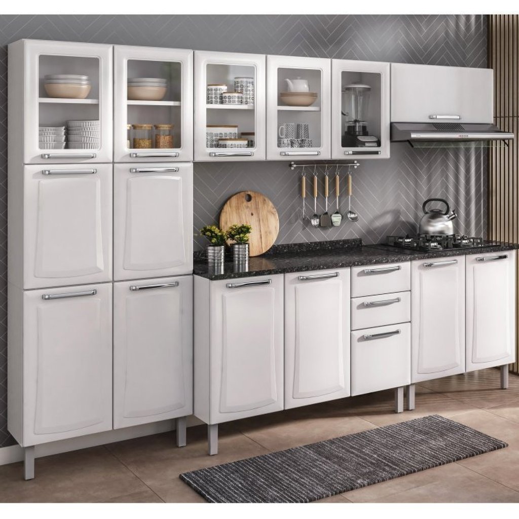 Cozinha Completa Modulada 5 Peças 15 Portas 2 Gavetas Tarsila Itatiaia Branco/Neve