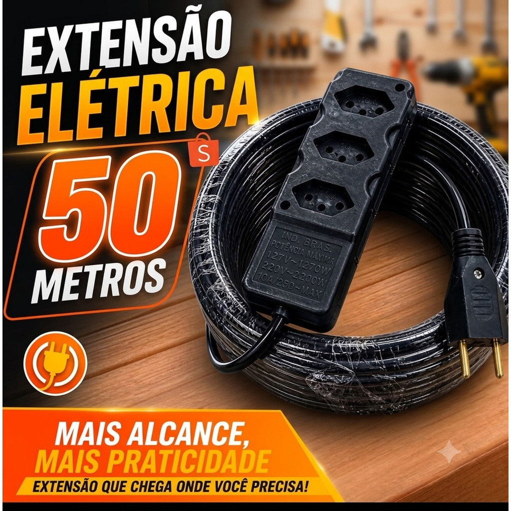 EXTENSÃO CABO PP 2x2,5MM - 50 METROS