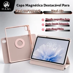 Capa Magnética Destacável para iPad 10/11(A16) e ipad Air com Auto Sleep e Porta Caneta