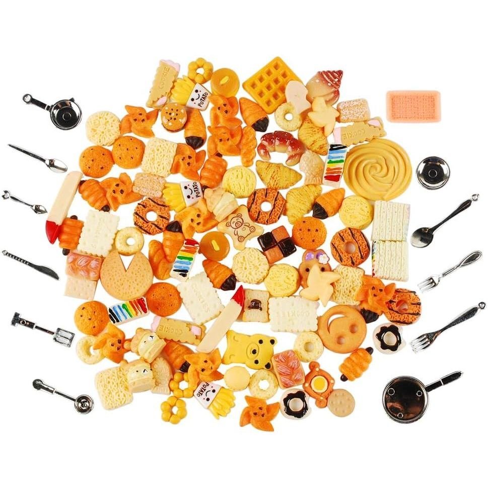 NWFashion 120PCS Miniaturas Decorativas de Garrafas de Bebida, Doces, Pastéis, Comida, Topper de Bolo para Decoração de