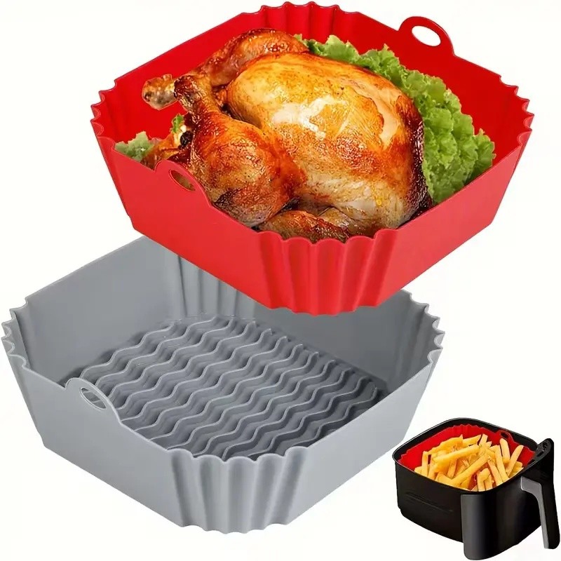 2/4 peças de forros reutilizáveis quadrados para air fryer, acessórios para air fryer de 5-8QT, forros antiaderentes par