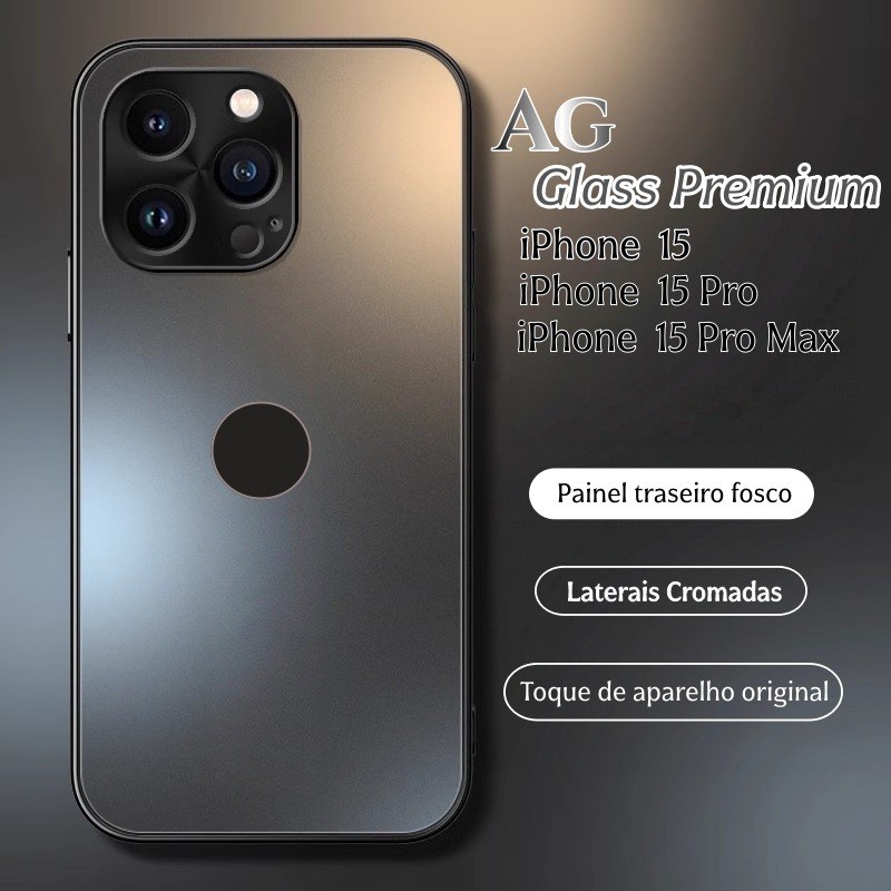 Capa AG-Glass para iPhone 15/15 Pro/15 Pro Max.com Painel traseiro fosco anti-impressões digitais
