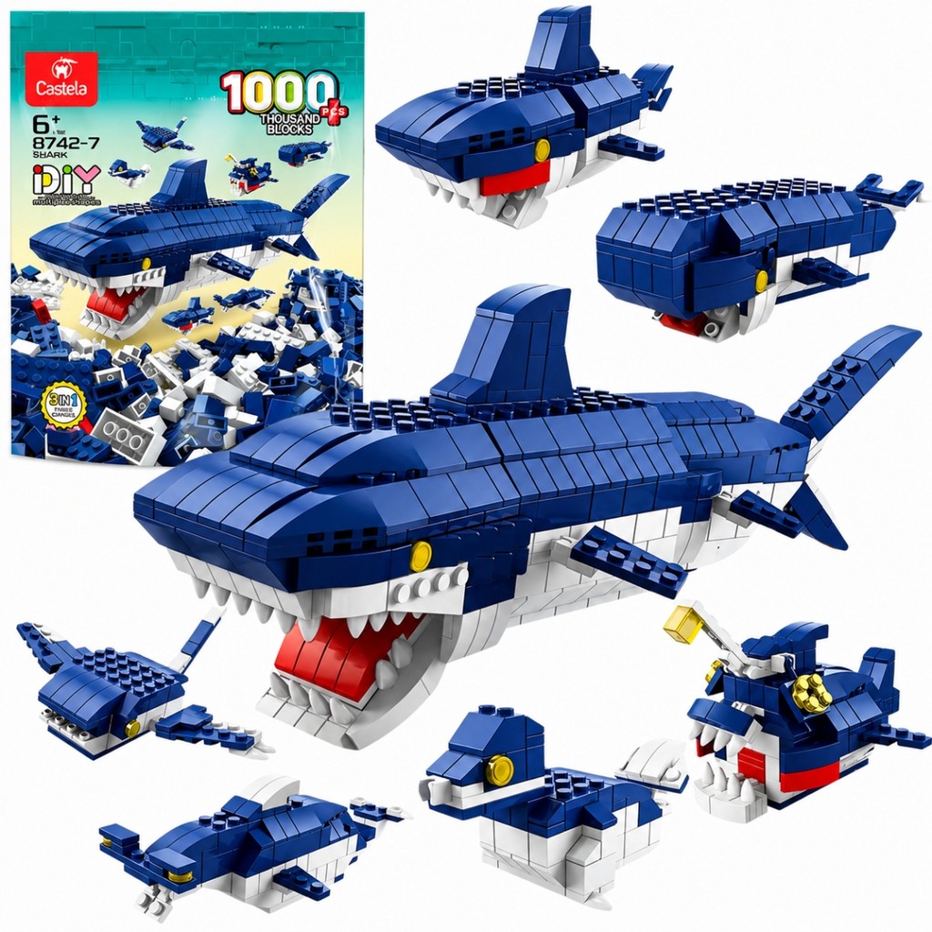 Blocos De Montar Kit Animais Marinhos 1000 Peças 6 Em 1 - Castela