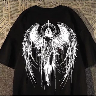 Camiseta Masculina e Feminina Estampa Anjo Gótico com Asas Religião Anjos Streetwear Novo RF
