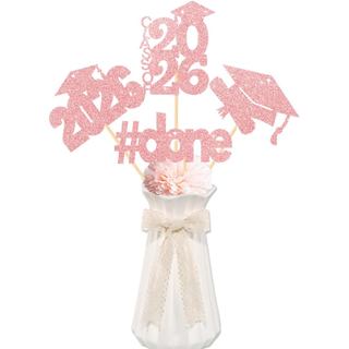 CAVLA 16 Peças em Rosa Dourado com Glitter, Decorações de Mesa para Festa de Formatura 2026, Tema Turma de 2026, Chapéu 