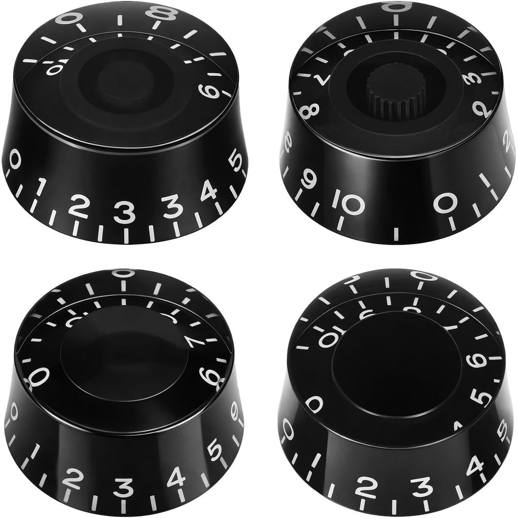 4 Peças de Botões de Controle de Velocidade, Volume e Tom para Guitarra Elétrica e Baixo, Estilo Métrico, Botões Rotativ