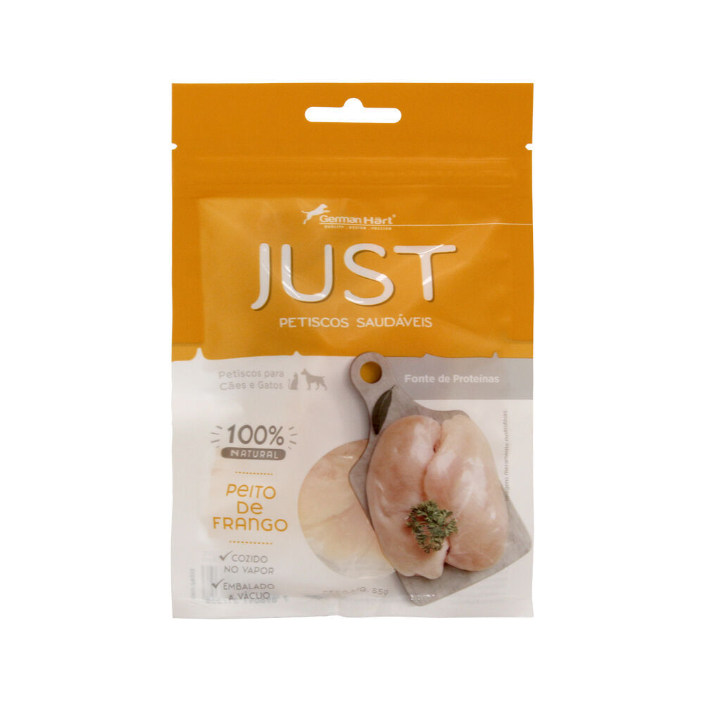 Petisco Just - Peito de Frango Cozido 55g - Para Cães e Gatos