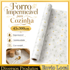 Forro de Cozinha 45x300cm Recortável, Ideal para Gavetas, Armários, Estantes, Geladeira e Organização Doméstica