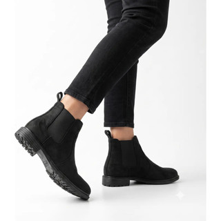 Bota Masculina Camurça Chelsea Solado De Borracha Cano Curto Elastico Casual Conforto Trabalho