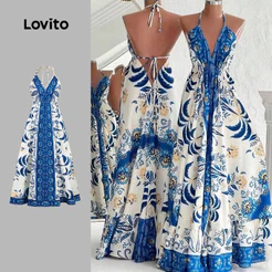 Lovito Férias Vestido Estilo Resort Cadarço Para Primavera/verão Feminino Bordado LBL31248