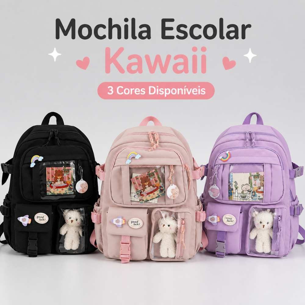 Mochila Feminina Escolar Passeio Coreano Grande Capacidade Com Chaveiro Impermeável