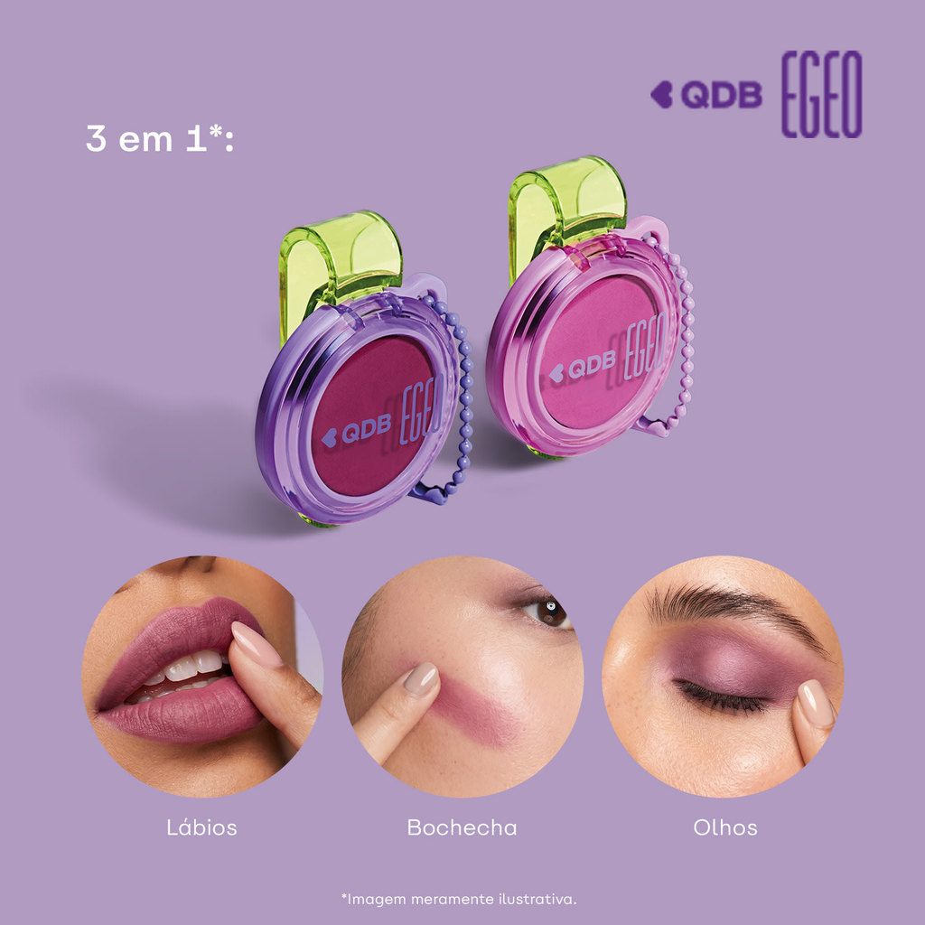 Batom 3 em 1 Berry Framboesa Lip & Cheek QDB Egeo Ubessesion 2,5g · foto 2