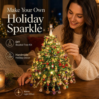 DIY Frisado Kit De Árvore De Natal Com Contas Coloridas Ornamentos Cristais Grânulo Fazendo Corda De Luz