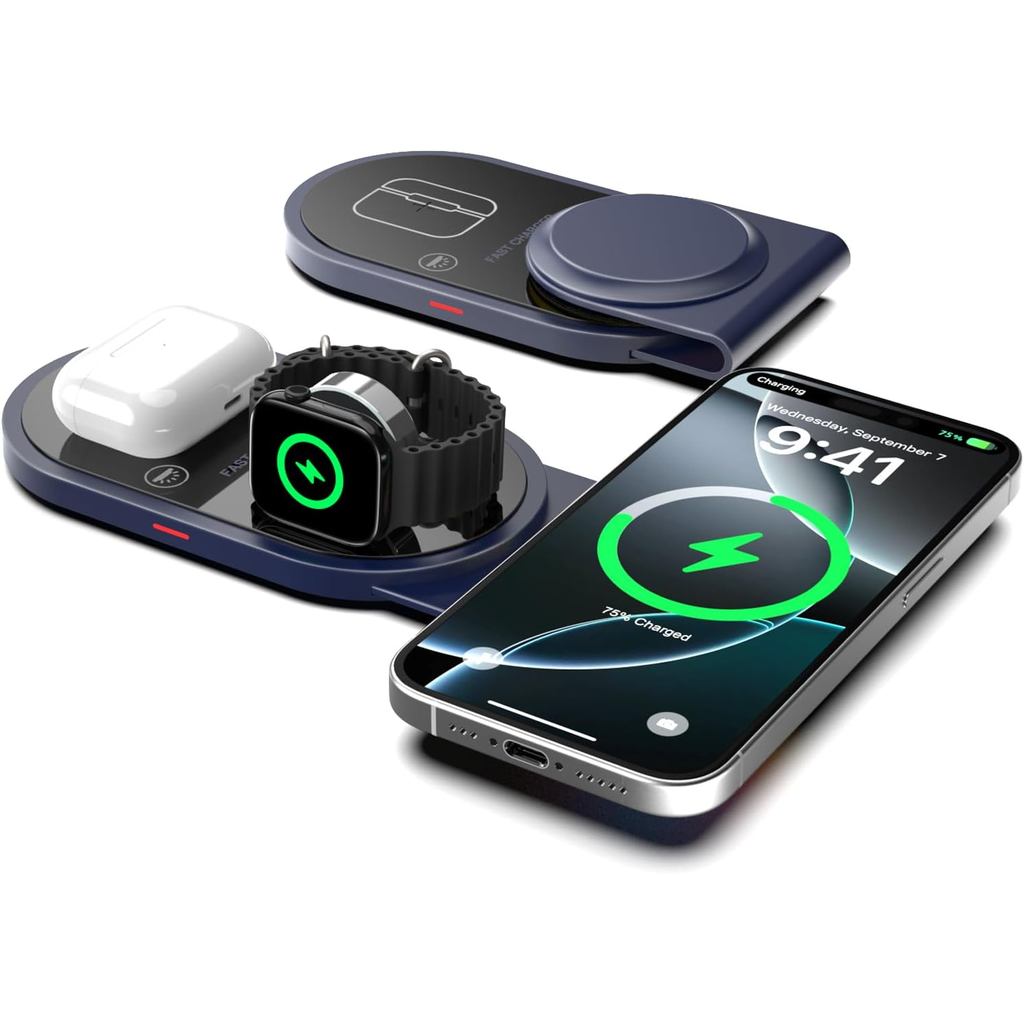 Estação de Carregamento Dobrável 3 em 1 para Múltiplos Dispositivos Apple, Base 