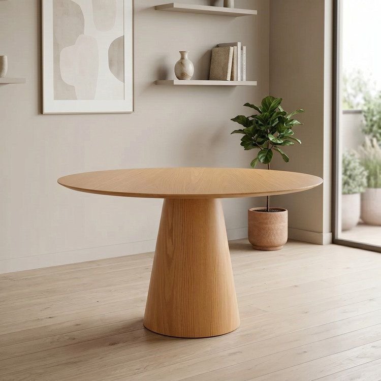 Mesa de Jantar Cone Redonda Laminado em Madeira 120cm Cairo Yescasa Marrom/Castanho Mel Castanho Mel