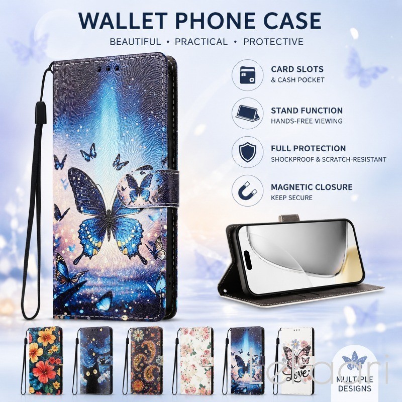 Capa Carteira Borboleta Para Samsung Galaxy , A72 , A52 , A52S , A42 , A32 , A22 , A22S , A12 , A02S , A02 , M42 , M32 ,