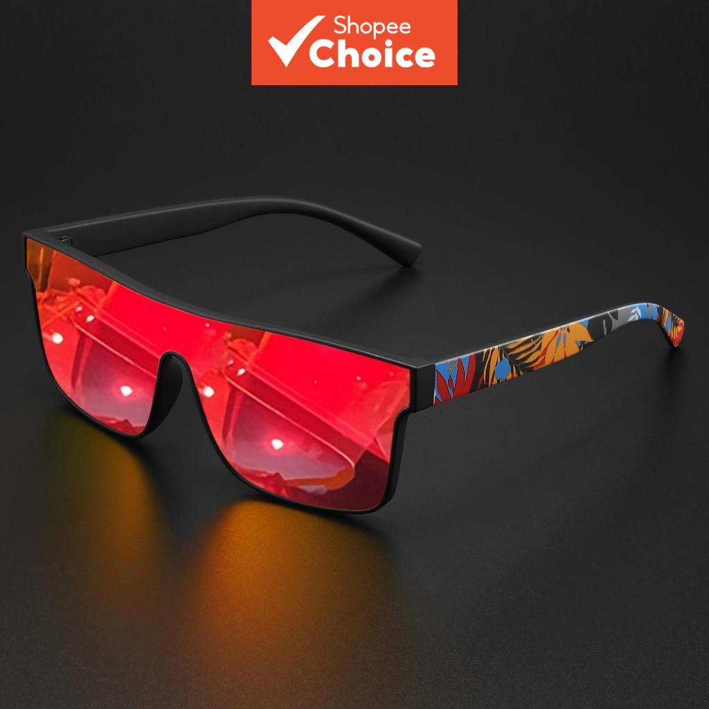 Óculos de Sol de Praia Retrô com Armação Quadrada, Lente Única e Design de Hastes, Conforto com Proteção UV400 para