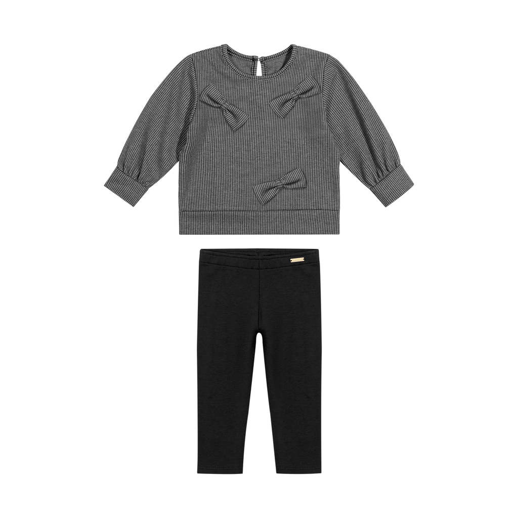 Conjunto Longo Bebê Menina Laços Colorittá Preto