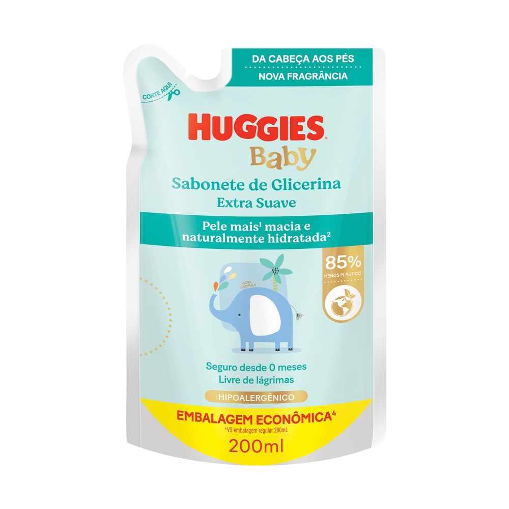 Sabonete Líquido Huggies glicerina para bebê Extra Suave Refil 200 ml
