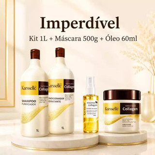 Kit Shampoo + Cond 1L Máscara Hidratação 500g Óleo Reparador 60ml
