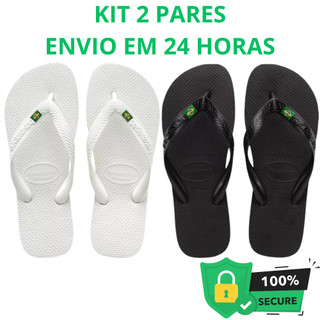Kit Dois Pares Chinelo Masculino Feminino Da Bandeirinha Sandália De Dedo Bandeirinha