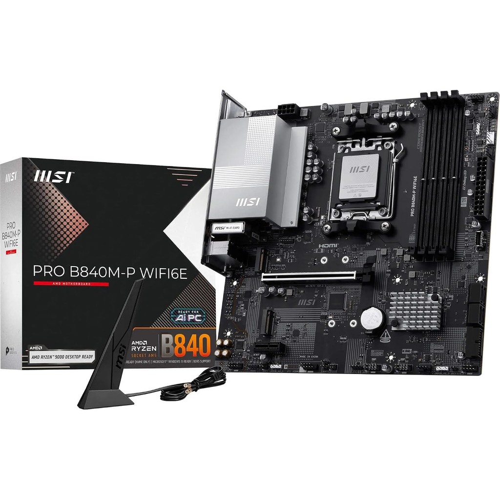 Placa Mae Msi Pro B840m-P Wifi6e Amd Ryzen Am5 Ddr5 Matx M.2 Nvme Hdmi - B840m-P