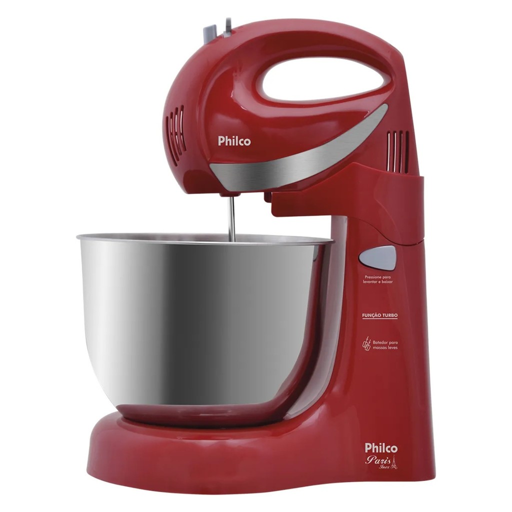 Batedeira Philco Paris Inox Vermelha 400W 127V