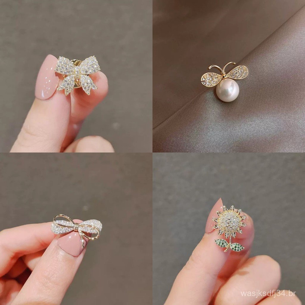 16 tipos de broches em forma de laço anti-reflexo/broches sem costura de alta qualidade/para fixar roupas/golas/broches 